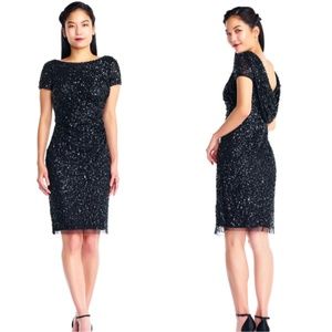 ADRIANNA PAPELL Sequined Mini Party Dress
